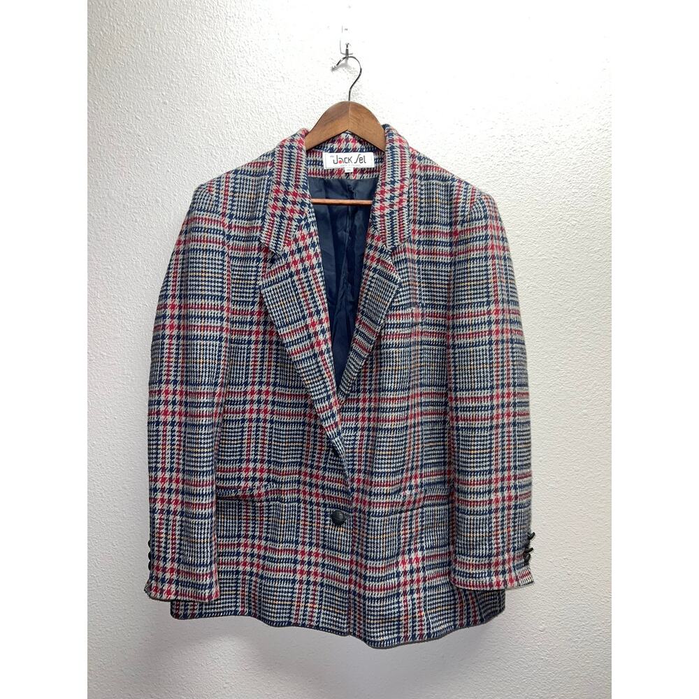 Womens Vintage Multicolor Blazer Jacket Gun Club Glen Pattern The Jack Set 16